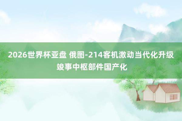 2026世界杯亚盘 俄图-214客机激动当代化升级 竣事中枢部件国产化