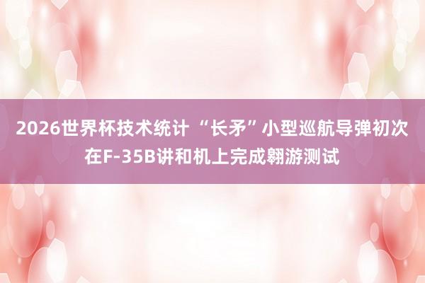 2026世界杯技术统计 “长矛”小型巡航导弹初次在F-35B讲和机上完成翱游测试