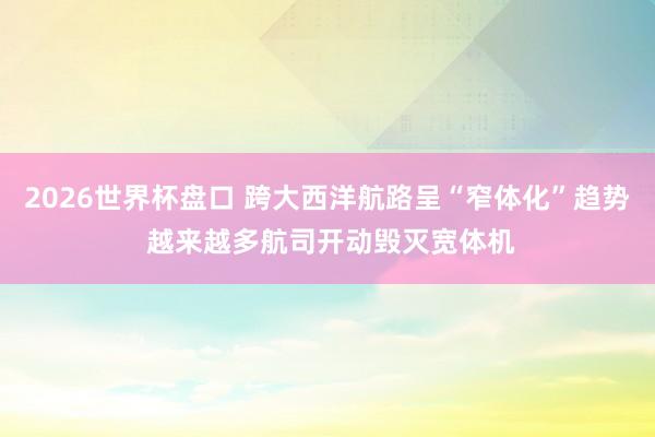 2026世界杯盘口 跨大西洋航路呈“窄体化”趋势 越来越多航司开动毁灭宽体机
