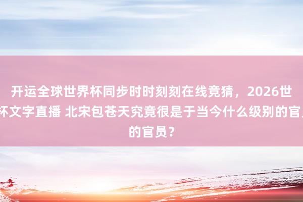 开运全球世界杯同步时时刻刻在线竞猜,2026世界杯文字直播 北宋包苍天究竟很是于当今什么级别的官员?