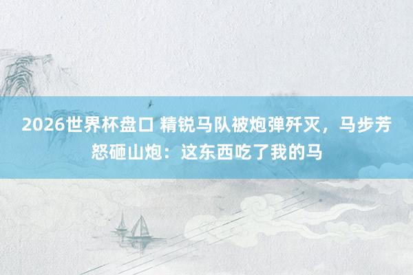 2026世界杯盘口 精锐马队被炮弹歼灭，马步芳怒砸山炮：这东西吃了我的马