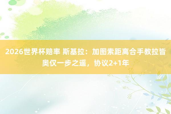 2026世界杯赔率 斯基拉：加图索距离合手教拉皆奥仅一步之遥，协议2+1年