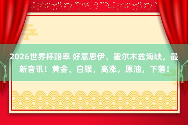 2026世界杯赔率 好意思伊、霍尔木兹海峡,最新音讯!黄金、白银,高涨,原油,下落!