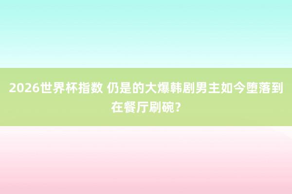 2026世界杯指数 仍是的大爆韩剧男主如今堕落到在餐厅刷碗？