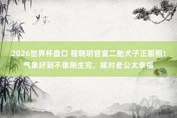 2026世界杯盘口 程晓玥官宣二胎犬子正面照!气象好到不像刚生完,嫁对老公太幸福