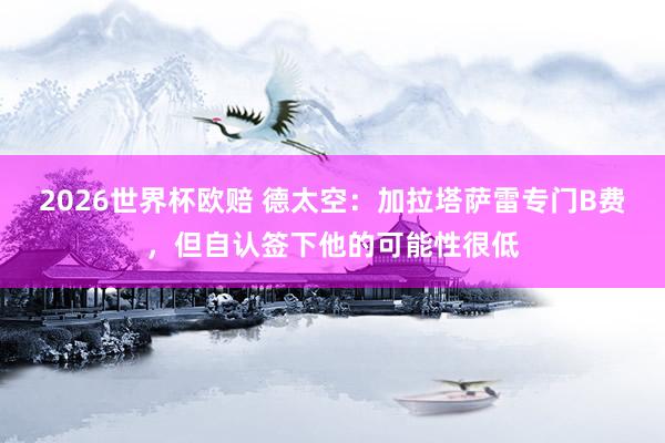 2026世界杯欧赔 德太空:加拉塔萨雷专门B费,但自认签下他的可能性很低