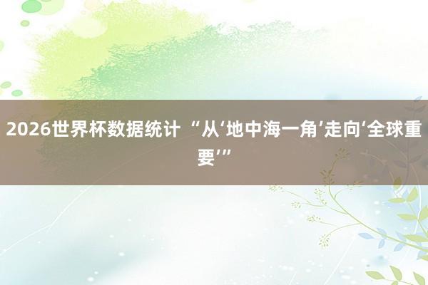 2026世界杯数据统计 “从‘地中海一角’走向‘全球重要’”
