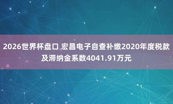 2026世界杯盘口 宏昌电子自查补缴2020年度税款及滞纳金系数4041.91万元