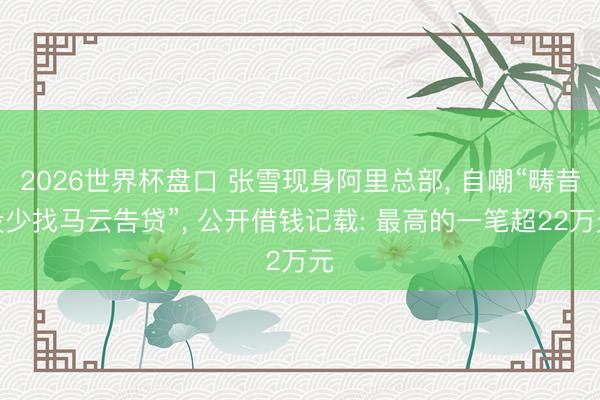 2026世界杯盘口 张雪现身阿里总部, 自嘲“畴昔没少找马云告贷”, 公开借钱记载: 最高的一笔超22万元