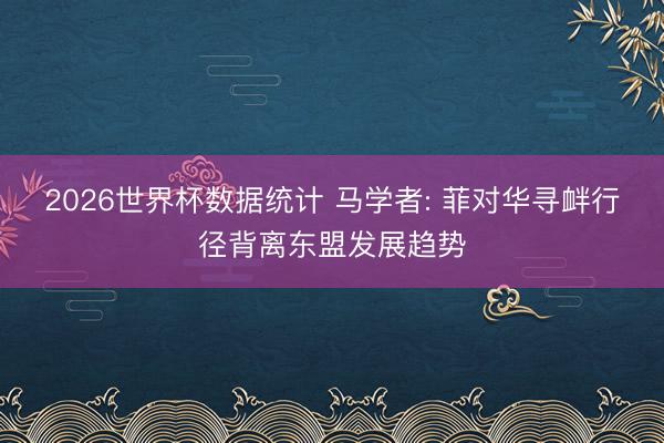 2026世界杯数据统计 马学者: 菲对华寻衅行径背离东盟发展趋势