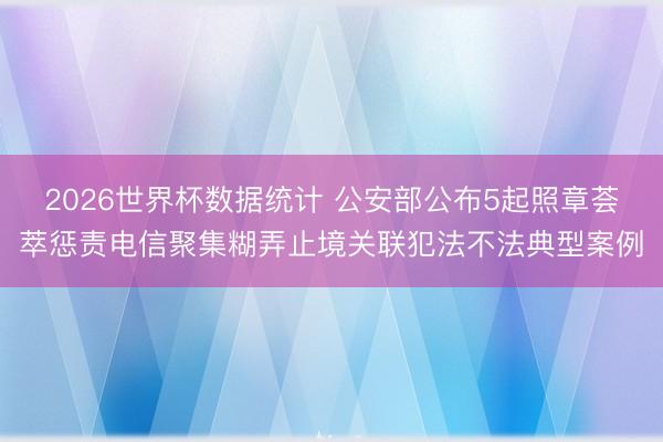 2026世界杯数据统计 公安部公布5起照章荟萃惩责电信聚集糊弄止境关联犯法不法典型案例