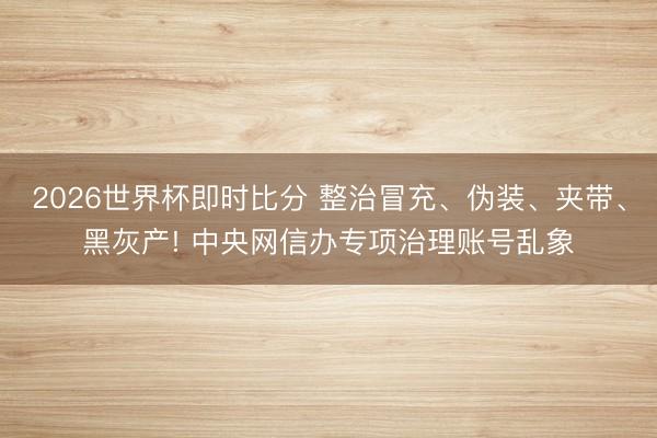 2026世界杯即时比分 整治冒充、伪装、夹带、黑灰产! 中央网信办专项治理账号乱象